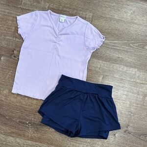 Crewcuts Girls Pink Blue Summer Outfit Shirt Shirts Set M 8 9
